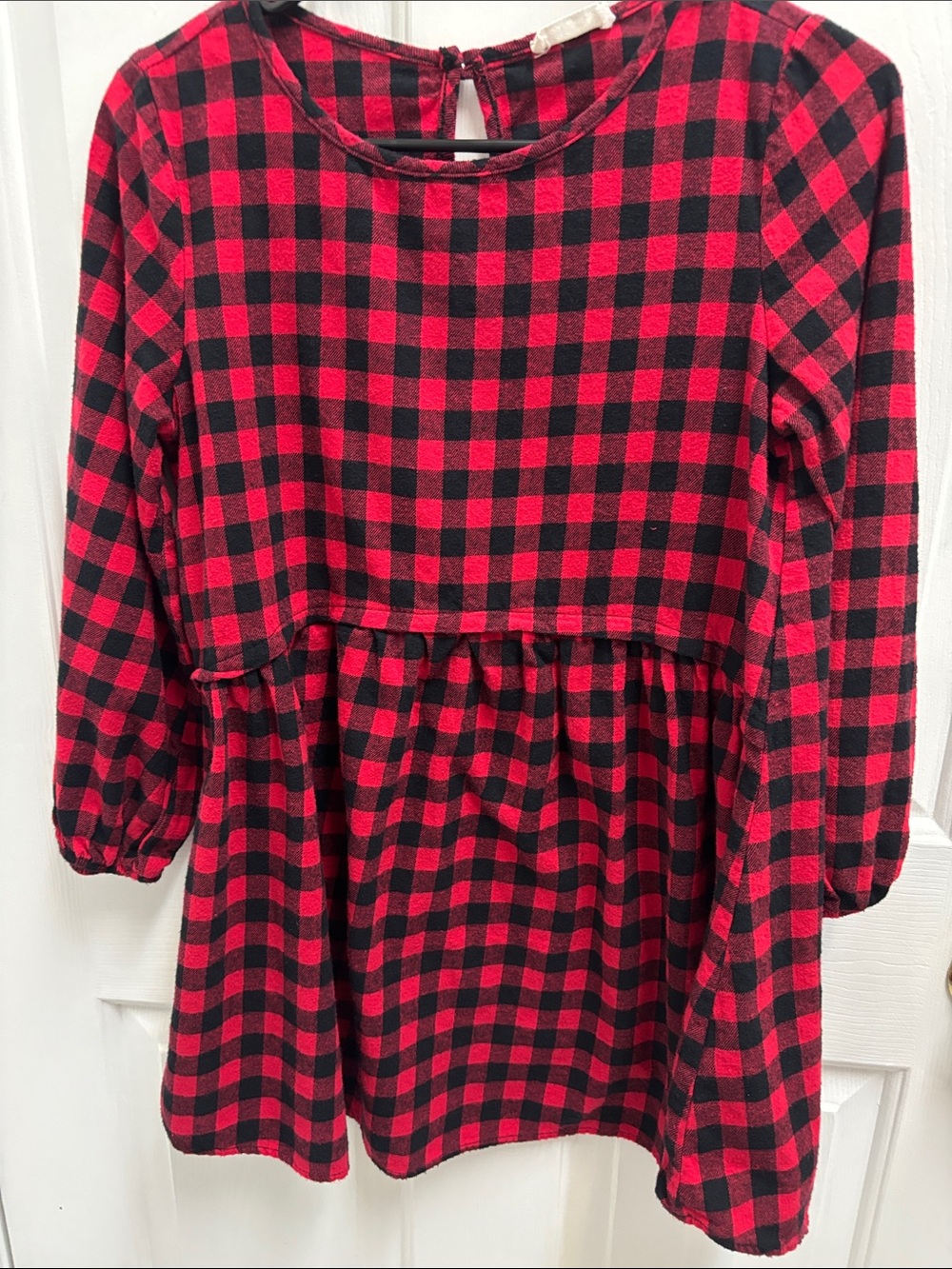 Flamingo Urban Red and Black Buffalo Plaid Peplum Top